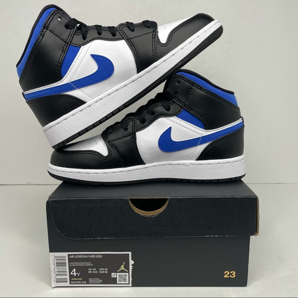 Nike Air Jordan 1 Retro Mid GS “Racer Blue” NEW - Picture 3 of 3